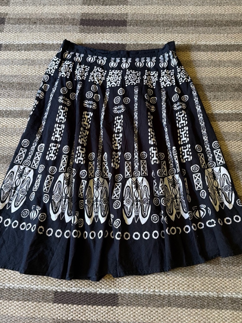 Black and White Printed A-Line Skirt